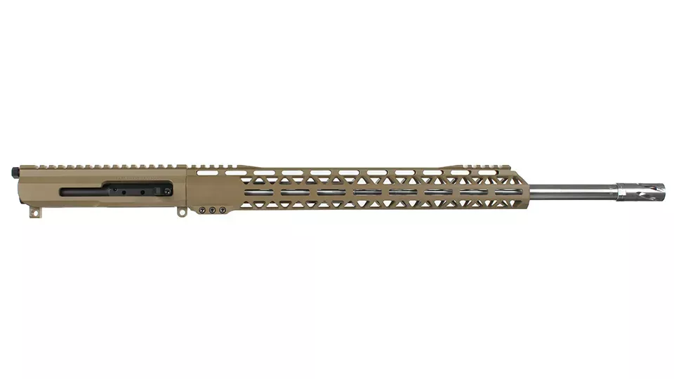 .17 HMR Flat Dark Earth Cerakote Side Charging Upper Assembly | 20" Stainless Heavy Barrel| 1:9 Twist | Stainless 416R | MLOK Split Rail