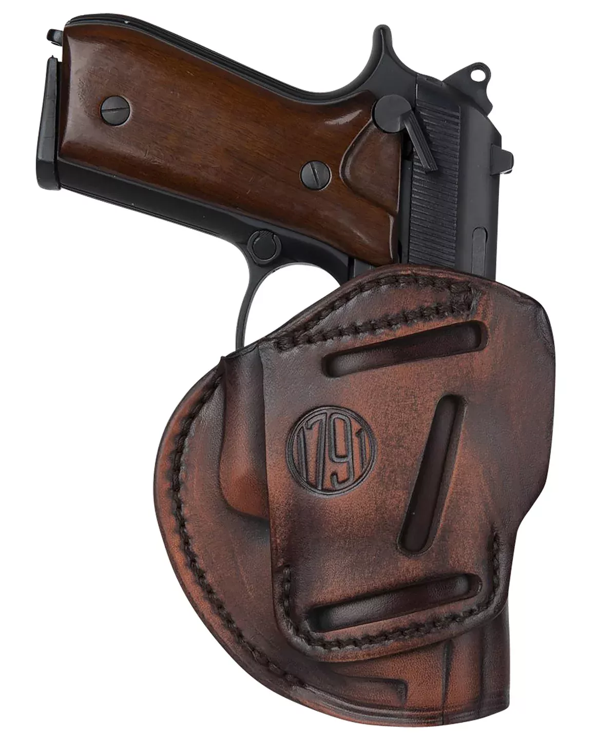 1791 Gunleather 3WH6VTGA 3-WayIWB/OWB Size 06 Vintage Leather Belt Loop Fits Beretta 92 Fits Walther PPQ Fits Sig P320 Ambidextrous Hand