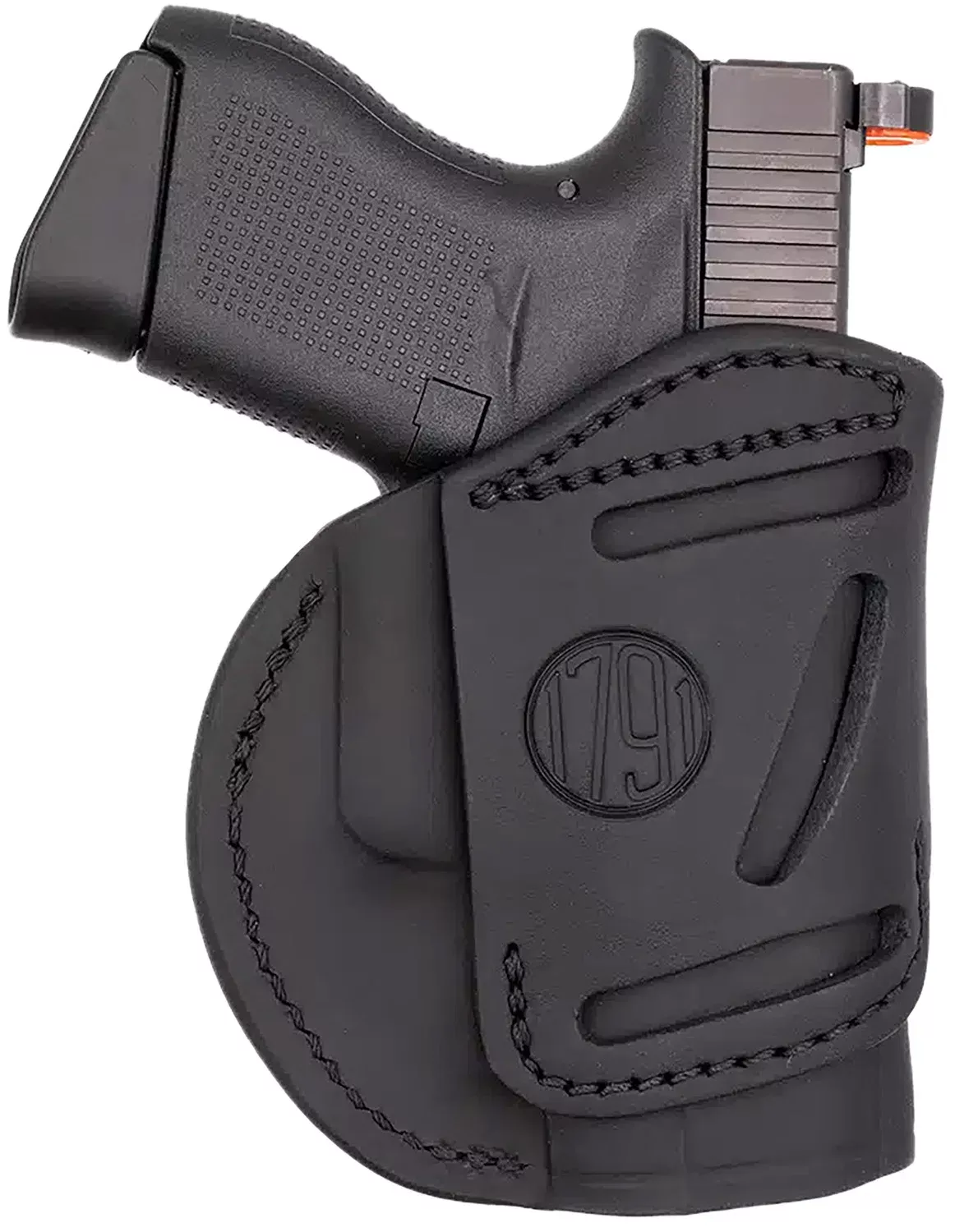 1791 Gunleather 4WH3SBLL 4-WayIWB/OWB Size 03 Stealth Black Leather Belt Clip Compatible w/Glock 26/Ruger LC9/S&W M&P Shield/2.0 9/40 Left Hand