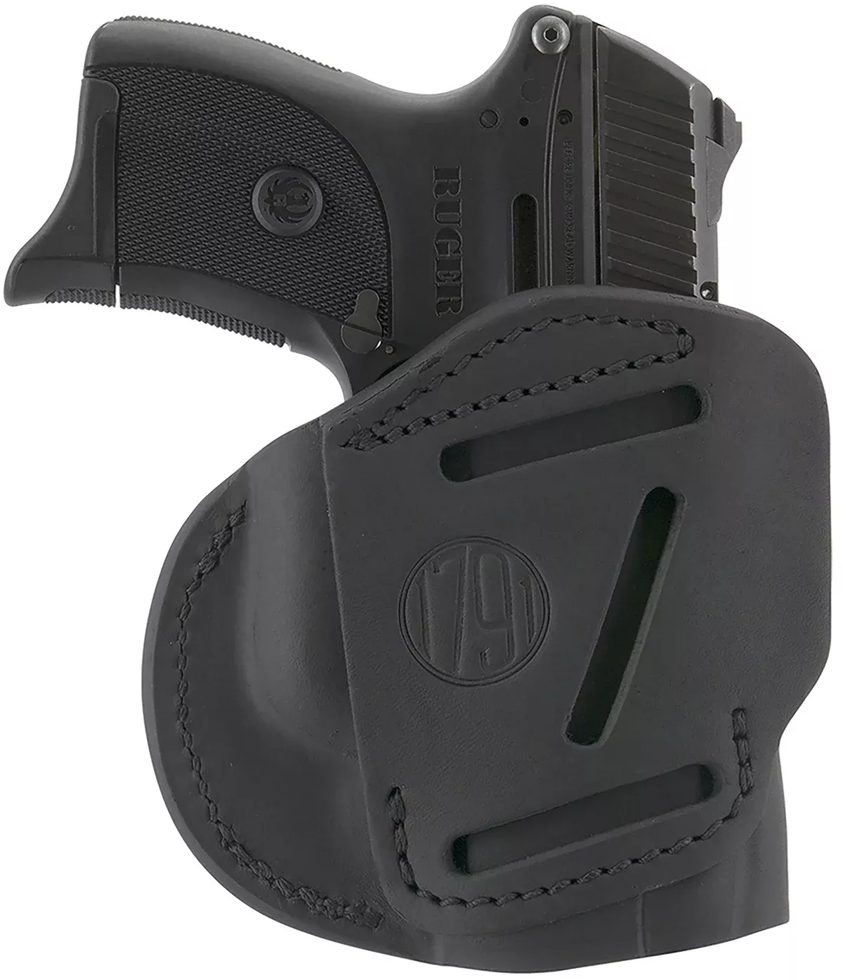 1791 Gunleather 4WH4SBLL 4-WayIWB/OWB Size 04 Stealth Black Leather Belt Clip Compatible w/Glock 26/Springfield XD/XDS/S&W M&P Shield Plus Left Hand