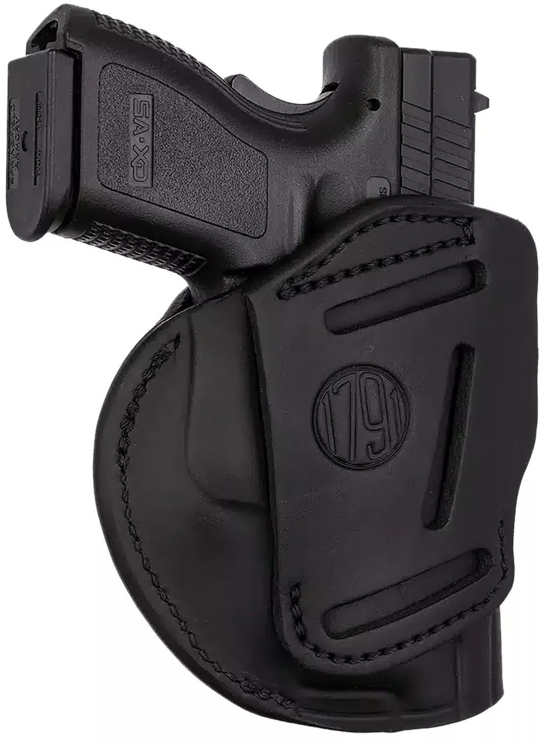 1791 Gunleather 4WH5SBLL 4-WayIWB/OWB 05 Stealth Black Leather Belt Clip Fits S&W M&P/Springfield XD/Glock 17/HK VP9 Left Hand