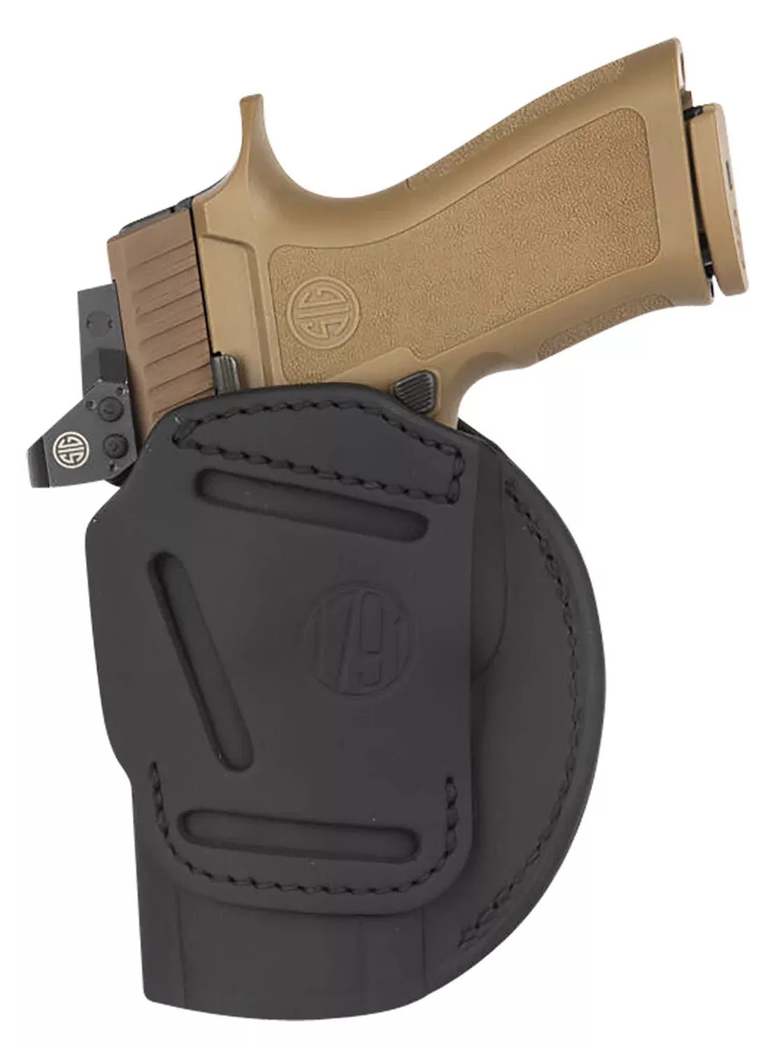 1791 Gunleather 4WH6SBLR 4-WayIWB/OWB Size 06 Black Leather Belt Clip Compatible w/ Springfield XDM/Glock 20 Right Hand