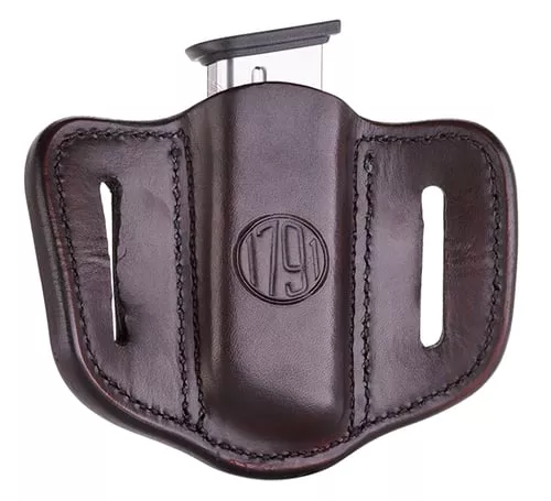 1791 Gunleather MAG11SBRA MAG1.1 Single Mag Holster Signature Brown Leather Belt Slide Compatible w/ Single Stack Ambidextrous