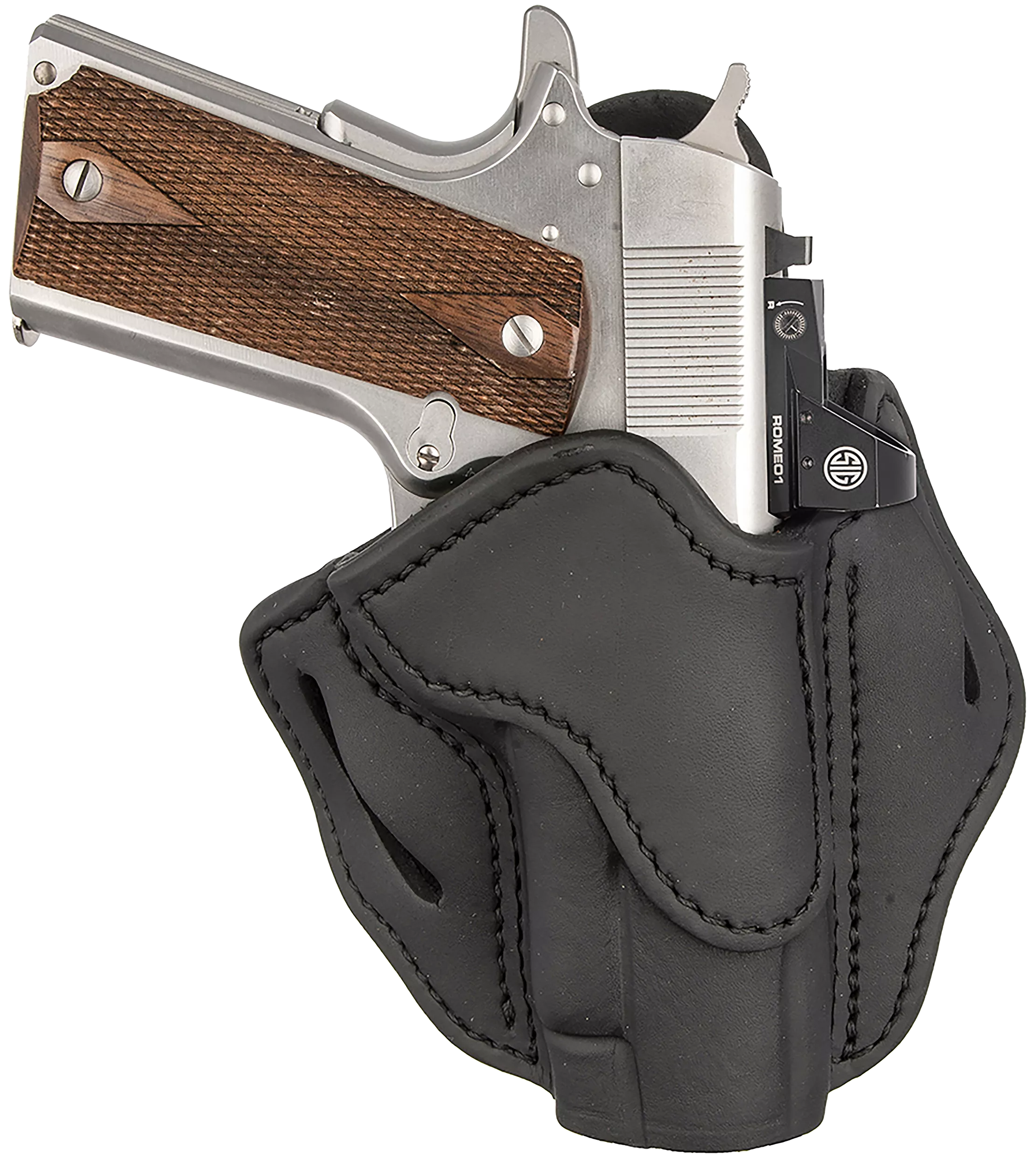 1791 Gunleather ORBH1SSBLR BH1 Optic Ready OWB Stealth Black Leather Belt Slide Fits 4-5" 1911 Right Hand
