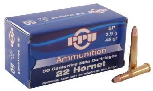 22 Hornet 50 Rounds Ammunition Prvi Partizan 45 Grain Soft Point