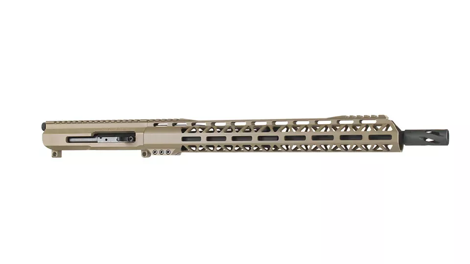 .22 Long Rifle Flat Dark Earth Cerakote Side Charging Complete Upper Assembly | 16" Black Nitride Heavy Barrel| 1:16 Twist | 4150 | MLOK | 15" Split Rail