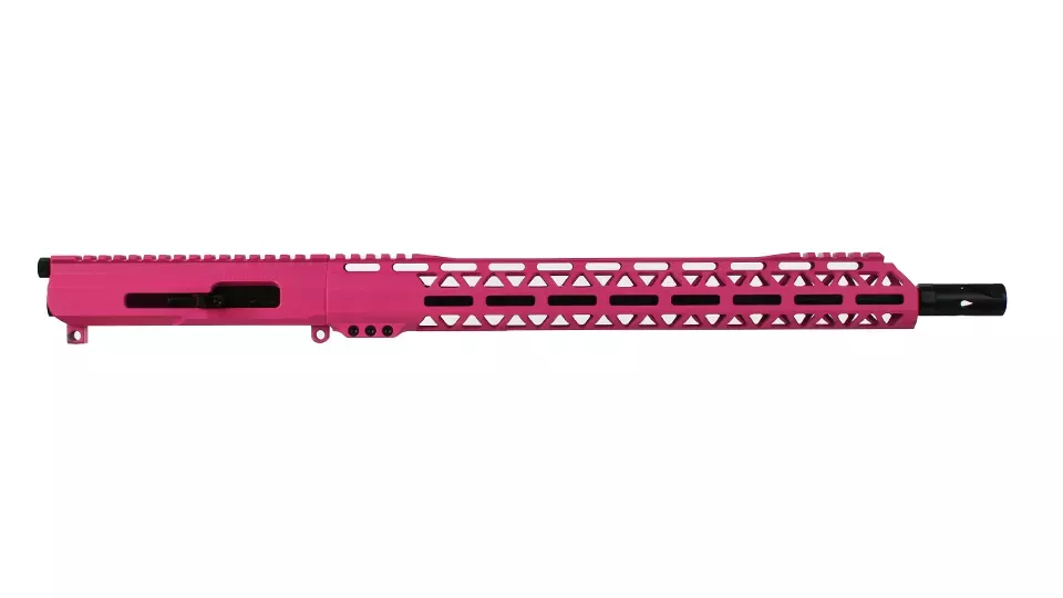 .22 Long Rifle Prison Pink Cerakote Side Charging Complete Upper Assembly | 16" Black Nitride Heavy Barrel| 1:16 Twist | 4150 | MLOK | 15" Split Rail