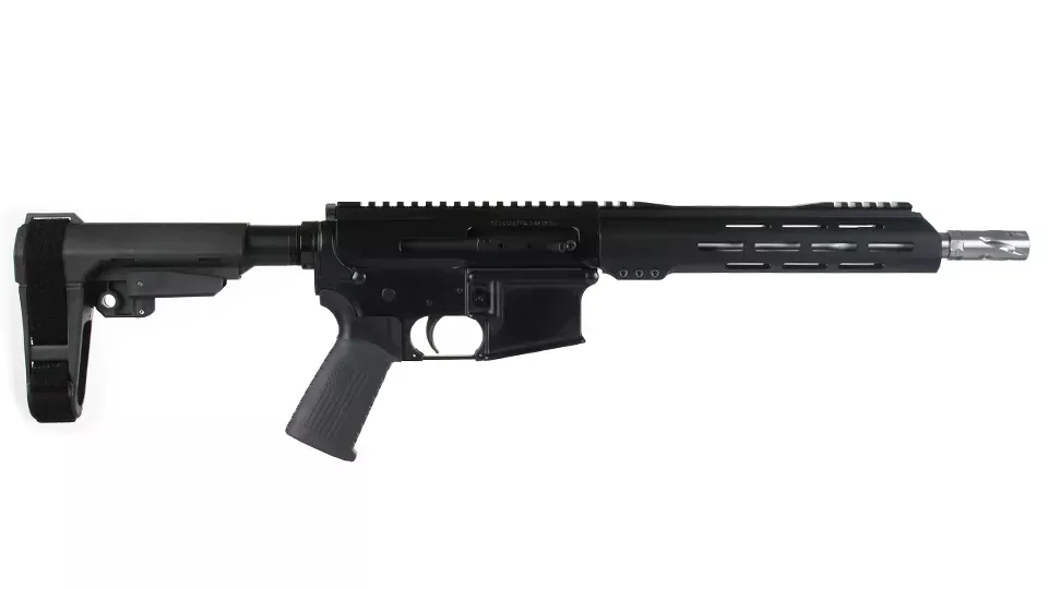 .22 Long Rifle Right Side Charging Pistol | 10.5" Stainless Heavy Barrel| 1:16 Twist | Forged Lower | MLOK Split Rail - Brace