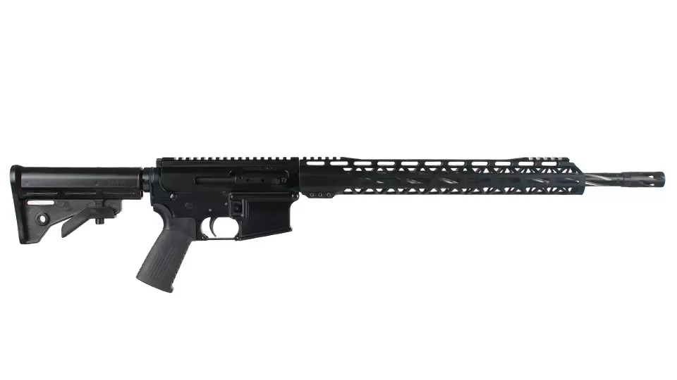 .223 Wylde, 18" Black Nitride Bear Claw Fluted Heavy Barrel, 1:8 Twist, Mid-Length Gas System, 15" MLOK Split Rail|Side Charging Complete Rifle