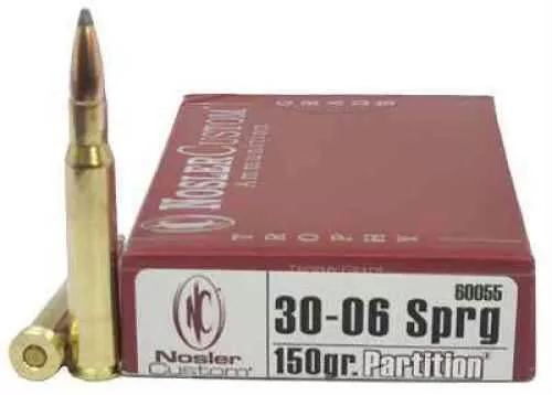 30-06 Springfield 20 Rounds Ammunition Nosler 150 Grain Soft Point