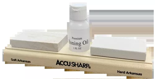 AccuSharp 023C Whetstone Combo Kit Fine, Coarse Natural Arkansas Stone Sharpener Includes Honing Oil