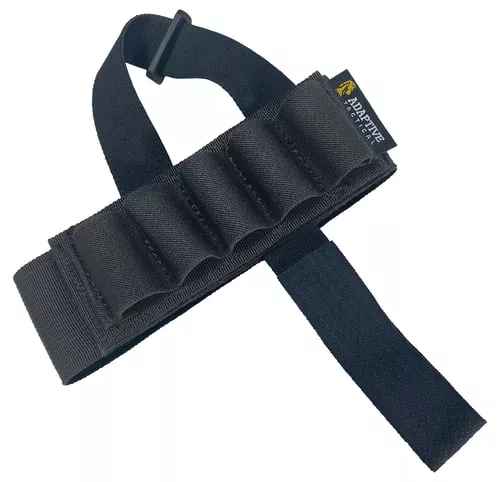ADAPTIVE TACTICAL AT06400 Stock Mounted Shell Carrier5rd Shotshells Removable Black Nylon Non Slip Loops Adj. Stock Fit