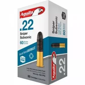 Aguila 1B220112 Special Sniper Subsonic 22 LR 60 gr Lead Round Nose (LRN) 50 Bx/ 20 Cs