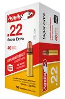 Aguila 1b220328 Super Extra Rimfire 22 Lr 40 Gr Copper- Plated Solid Point 50 Per Box/40 Cs