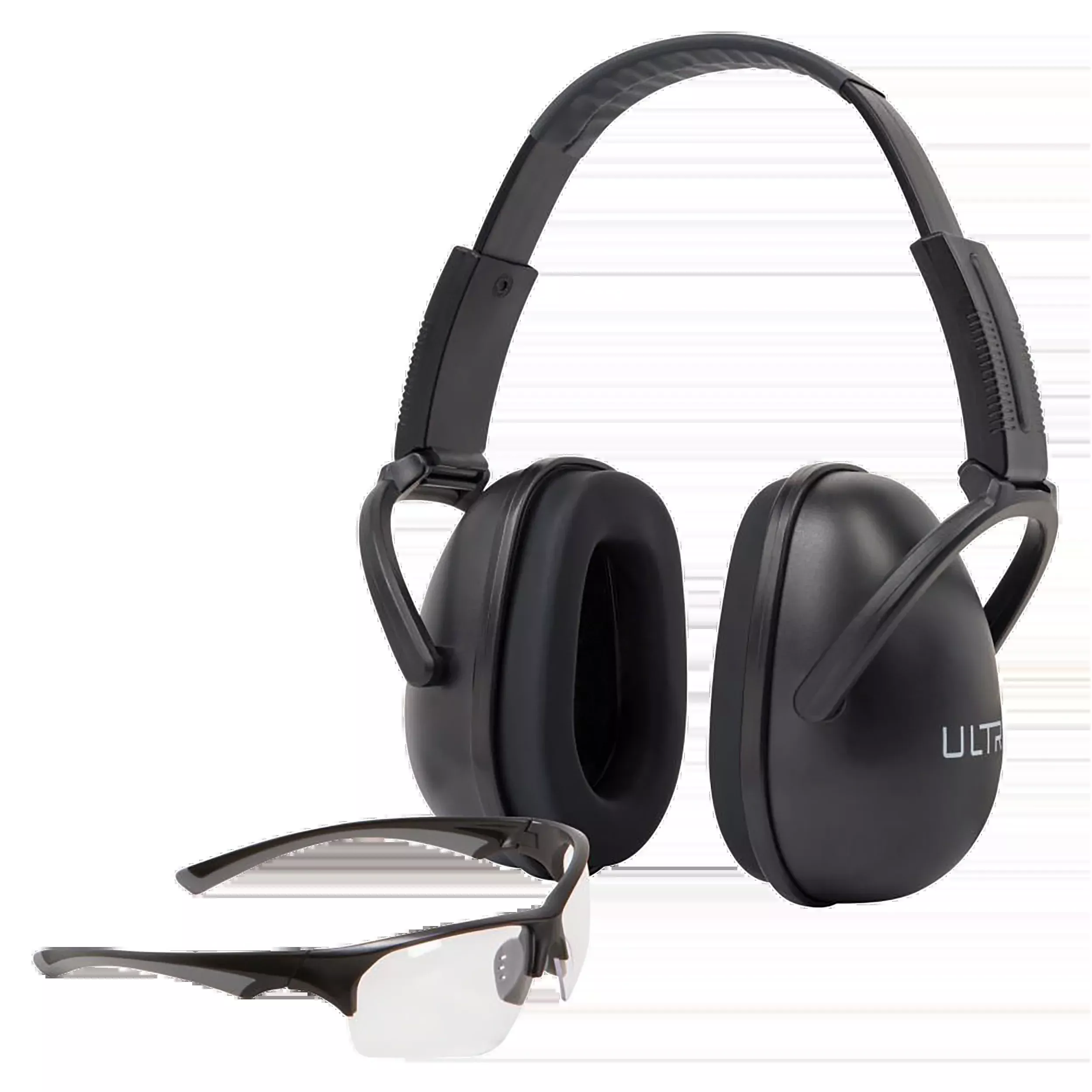 Allen ULTRX Blocker Ear & Eye Protection Combo – 23 dB Noise Reduction Earmuff & Clear Safety Glasses, 4158