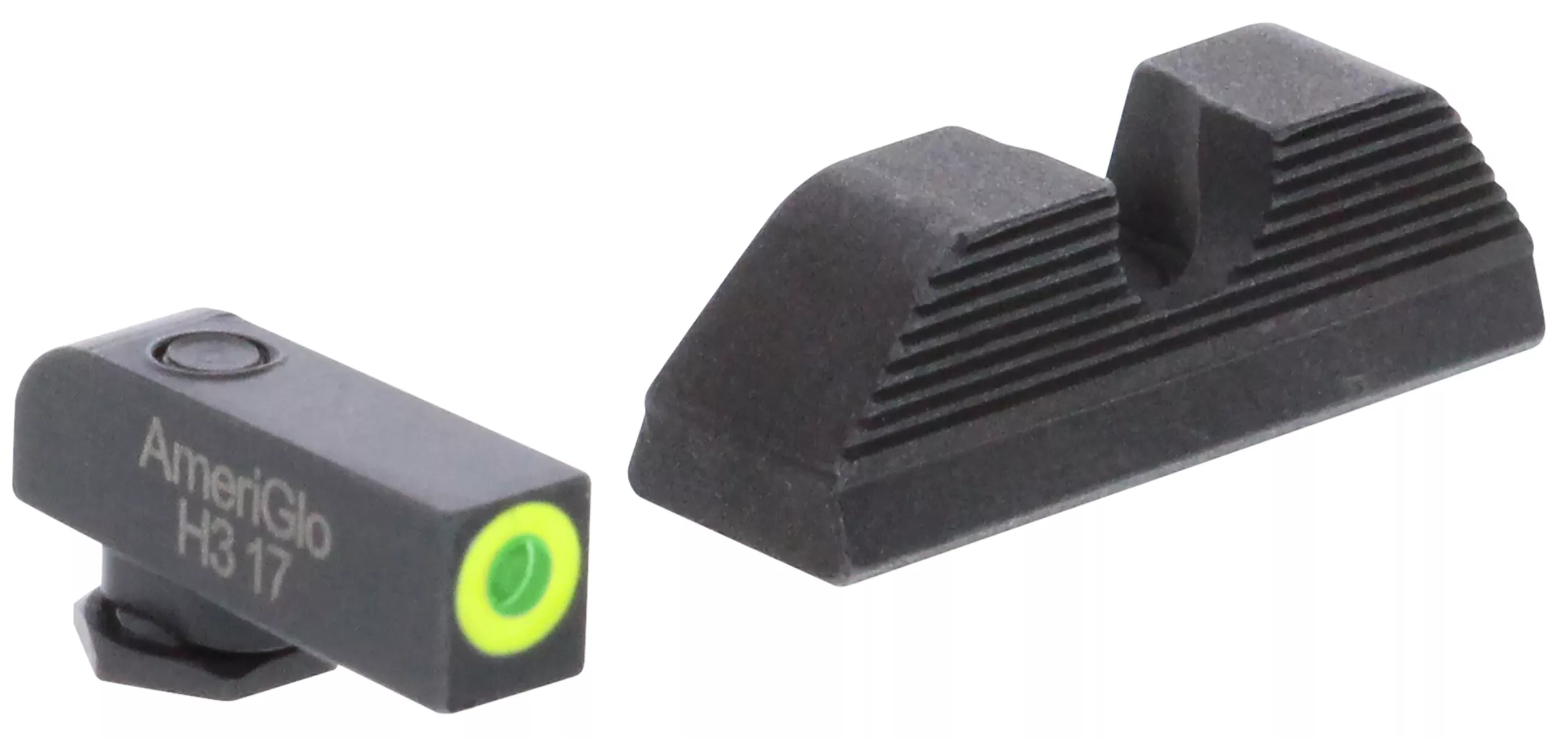 AmeriGlo GL354 Protector Sight Set for GlockGreen Tritium LumiGreen Outline Front Sight-Black Serrated Rear Sight