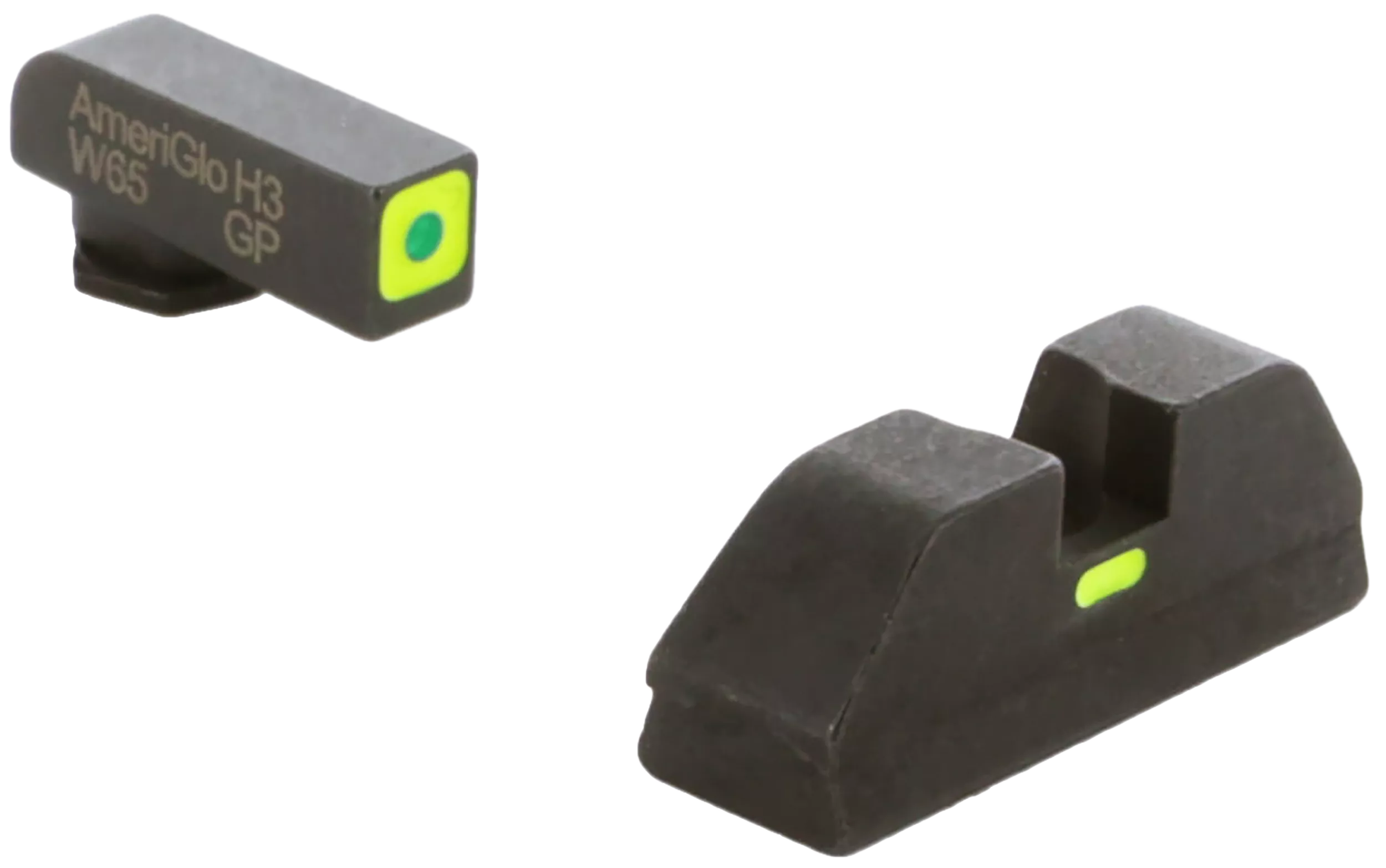 AmeriGlo GL615 CAP Sight Set for GlockGreen Tritium LumiGreen Outline Front Sight-LumiGreen Bar Rear Sight