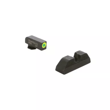 AmeriGlo Protector Night Sights for Glock Gen 5 9/40 - Green Front with LumiGreen Outline, Black Serrated U Notch Rear, Matte Black