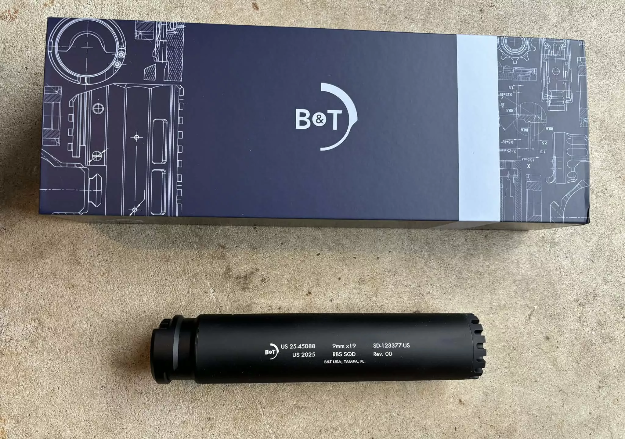 B&T SQD 3-Lug RBS Reduced Back Pressure 9mm Sound Suppressor