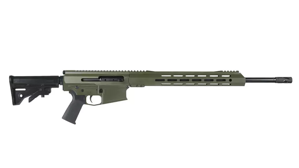 BC-10 | .243 Winchester Olive Drab Green Cerakote Side Charging Complete Rifle | 20" Black Nitride Heavy Barrel- 0.750 | 1:8 Twist | Forging Lower | 4150Rifle Length Gas System | MLOK | 15" Split Rail