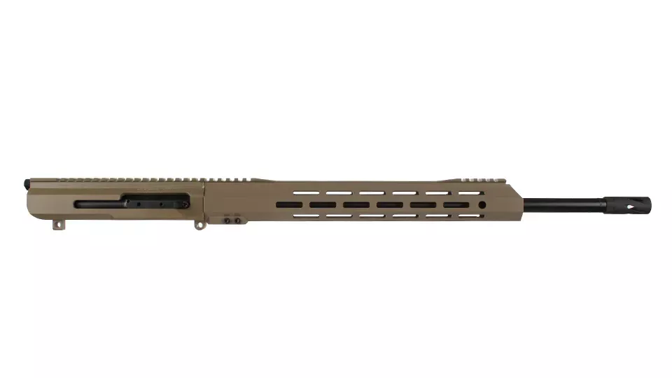 BC-10 | .243 Winchester Right Side Charging FDE Upper | 20" Black Nitride Heavy Barrel | 1:8 Twist | Rifle Length Gas System | 15" MLOK Split Rail | with BCG & Charging Handle