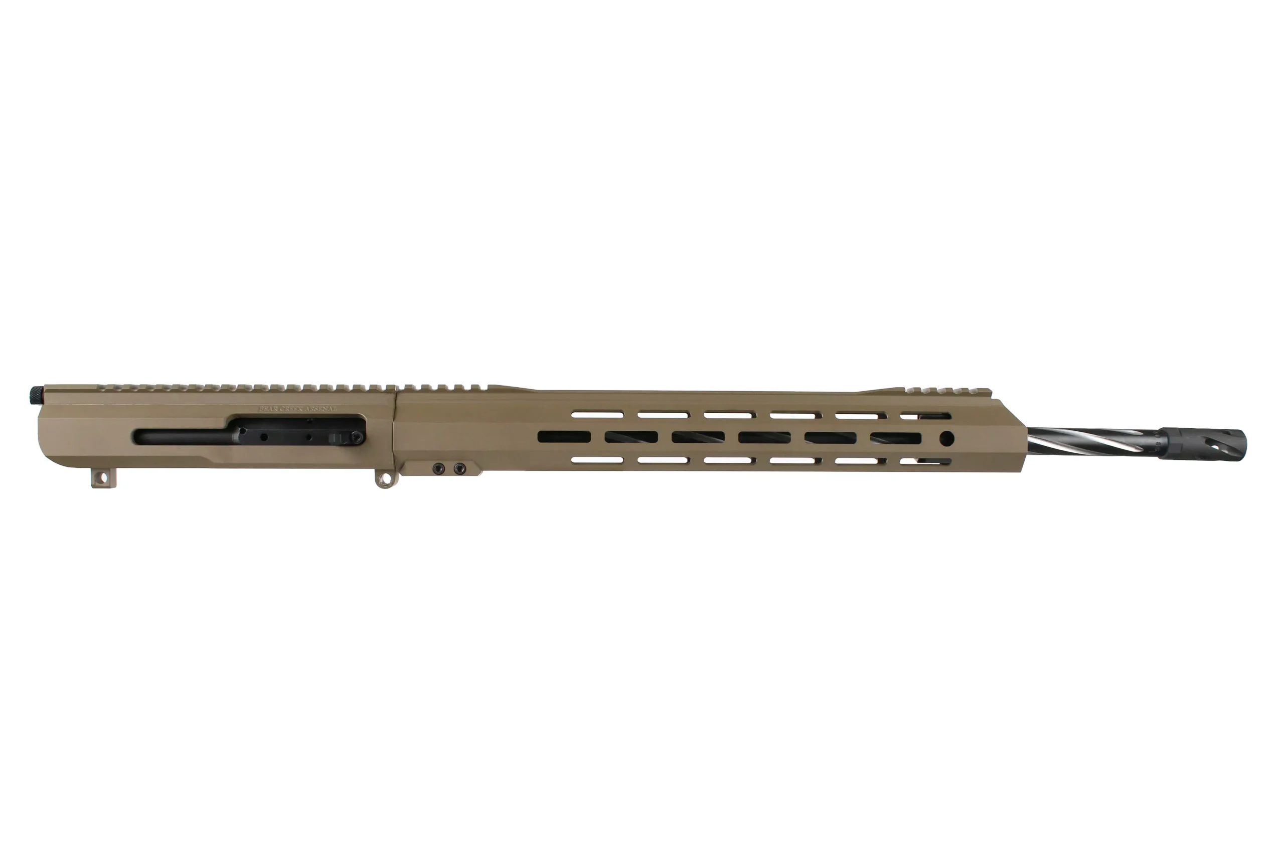 BC-10 | .308 Right Side Charging FDE Upper | 20" 416R SS Black Nitride Bear Claw Fluted Heavy Barrel | 1:10 Twist | Rifle Length Gas System | 15" MLOK Split Rail | with BCG & Charging Handle