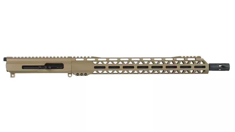 BC-15 | .22 Magnum Flat Dark Earth Cerakote Side Charging Complete Upper Assembly | 16" Black Nitride Heavy Barrel- 0.750 | 1:16 Twist | 4150 | MLOK | 15" Split Rail