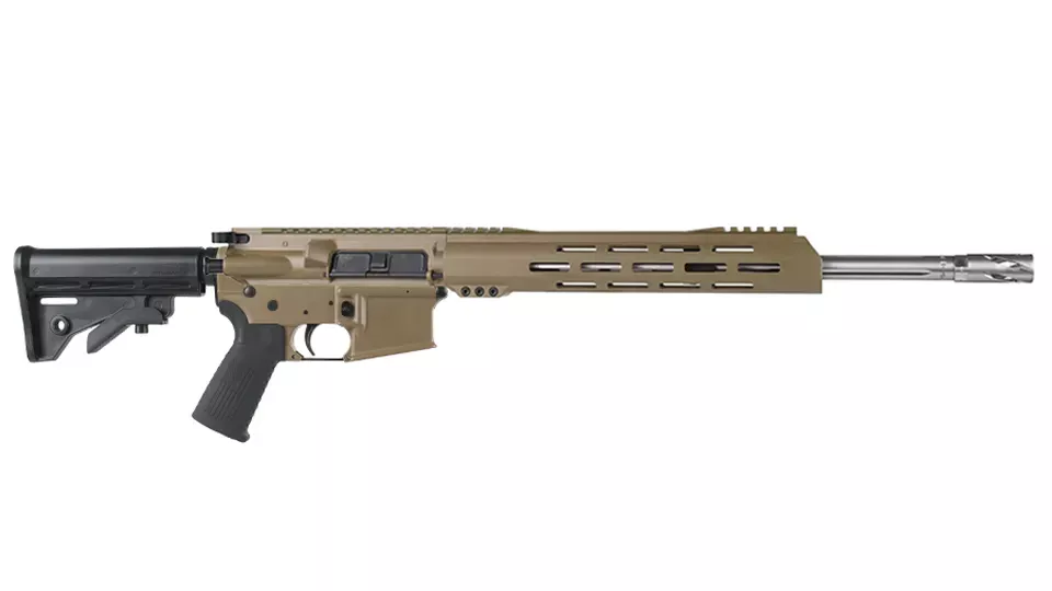 BC-15 | .223 Wylde Flat Dark Earth Cerakote Rifle | 16" Stainless Heavy Barrel | 1:8 Twist | Forged Lower | Straight Flutes | Stainless 416RCarbine Length Gas System | MLOK Split Rail