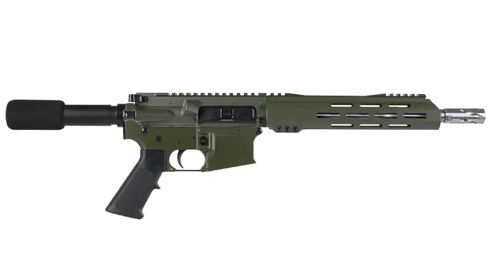 BC-15 | .223 WyldeOlive Drab Green Cerakote Pistol | 10.5" Stainless Contour | 1:7 Twist | Forged Lower | Stainless 416RPistol Length Gas System | MLOK Split Rail