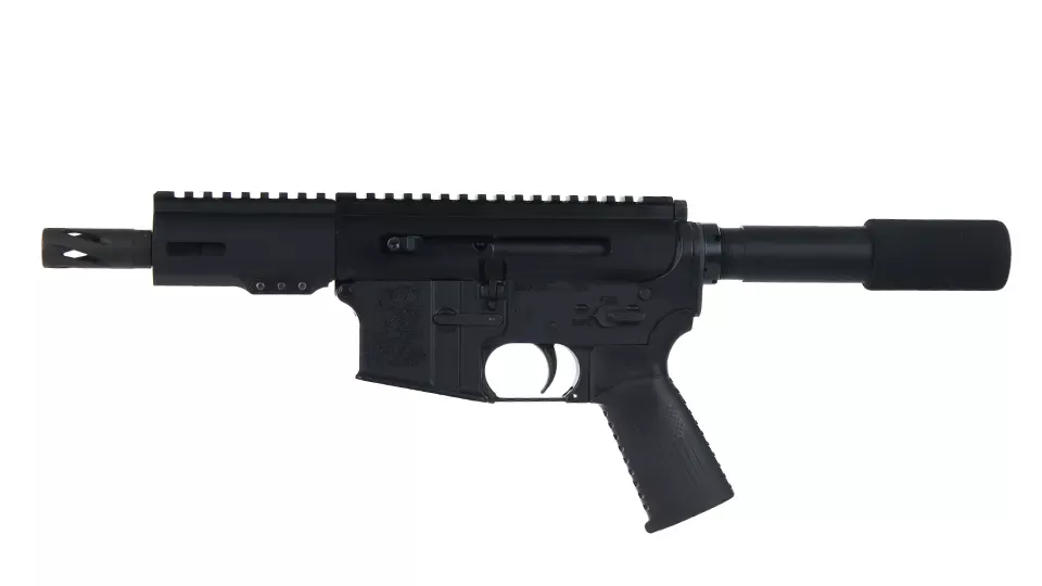 BC-15 | .300 Blackout Left Side Charging Right Eject Complete Pistol | 4.5" Parkerized Heavy Barrel | Pistol Gas System | 1:8 Twist | Forged Lower | MLOK Split Rail