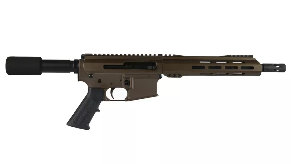BC-15 | .300 Blackout Midnight Bronze Cerakote Side Charging Pistol | 10.5" Parkerized Heavy Barrel- 0.75 | 1:8 Twist | Forged Lower | 4150Pistol Length Gas System | MLOK Split Rail