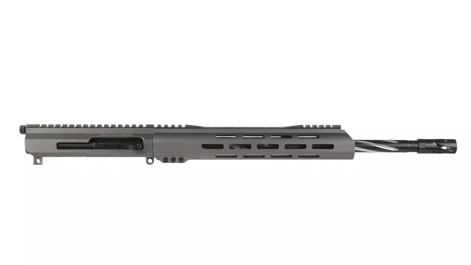 BC-15 | .300 Blackout Right Side Charging Tungsten Cerakote Upper | 16" 416R SS Black Nitride Bear Claw Fluted Heavy Barrel | 1:8 Twist | Carbine Length Gas System | Talon 12" MLOK Split Rail | with BCG & Charging Handle
