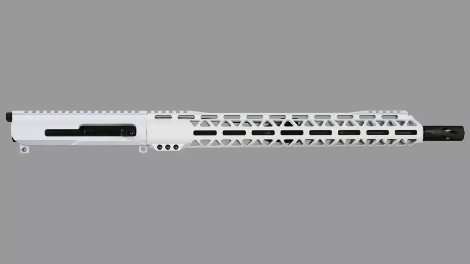 BC-15 | .300 Blackout Stormtrooper White Cerakote Side Charging Upper Assembly | 16" Parkerized Heavy Barrel | 1:8 Twist | 4150Carbine Length Gas System | MLOK Split Rail