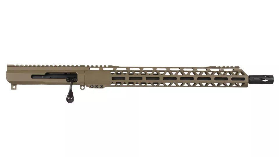BC-15 | .338 ARC Flat Dark Earth Cerakote Bolt Action Style Upper | 16" Parkerized Heavy Barrel | 1:8 Twist |Hammer Forged |Bufferless | Carbine Length Gas System | MLOK Split Rail