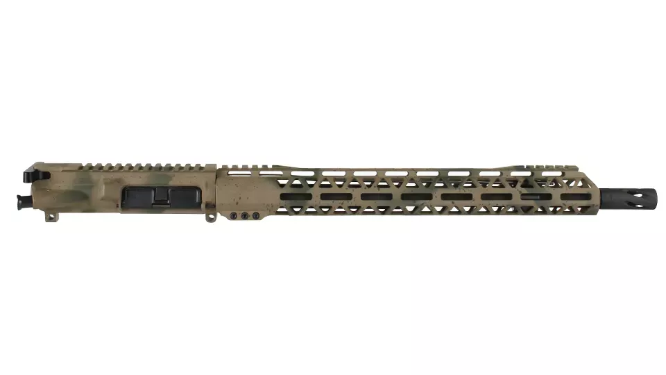 BC-15 | 5.56 NATO BCA Camo Cerakote Upper | 16" Black Nitride M4 Barrel | 1:7 Twist | Mid-Length Gas System | Talon 15” MLOK Split Rail | with BCG & Charging Handle
