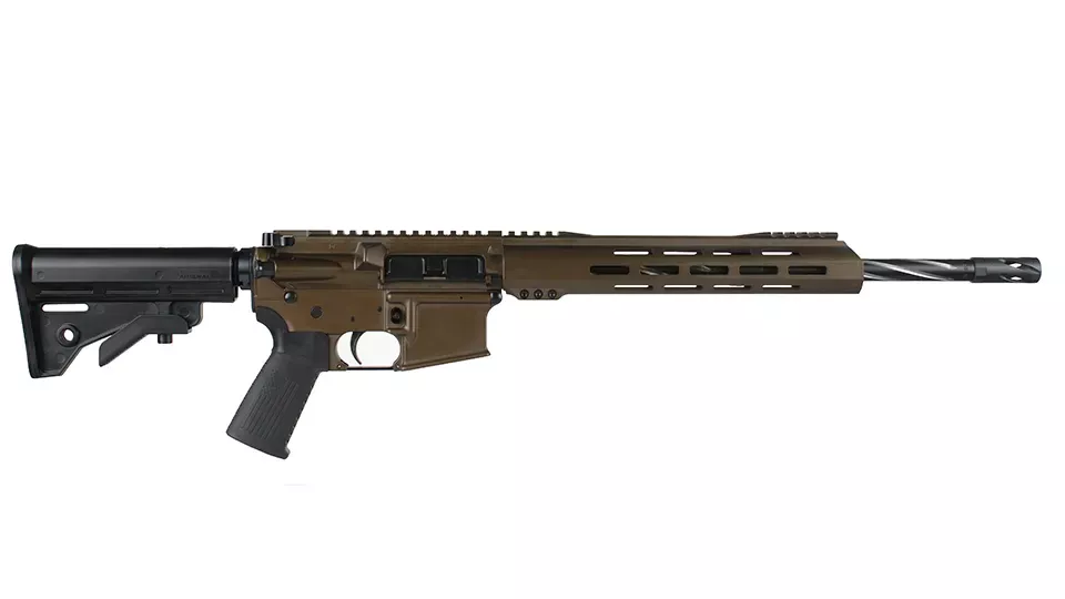 BC-15 | 5.56 NATO Midnight Bronze Cerakote Rifle | 16" 416R SS Black Nitride Bear Claw Fluted Heavy Barrel | 1:8 Twist | Forged Lower | Carbine Length Gas System | MLOK Split Rail