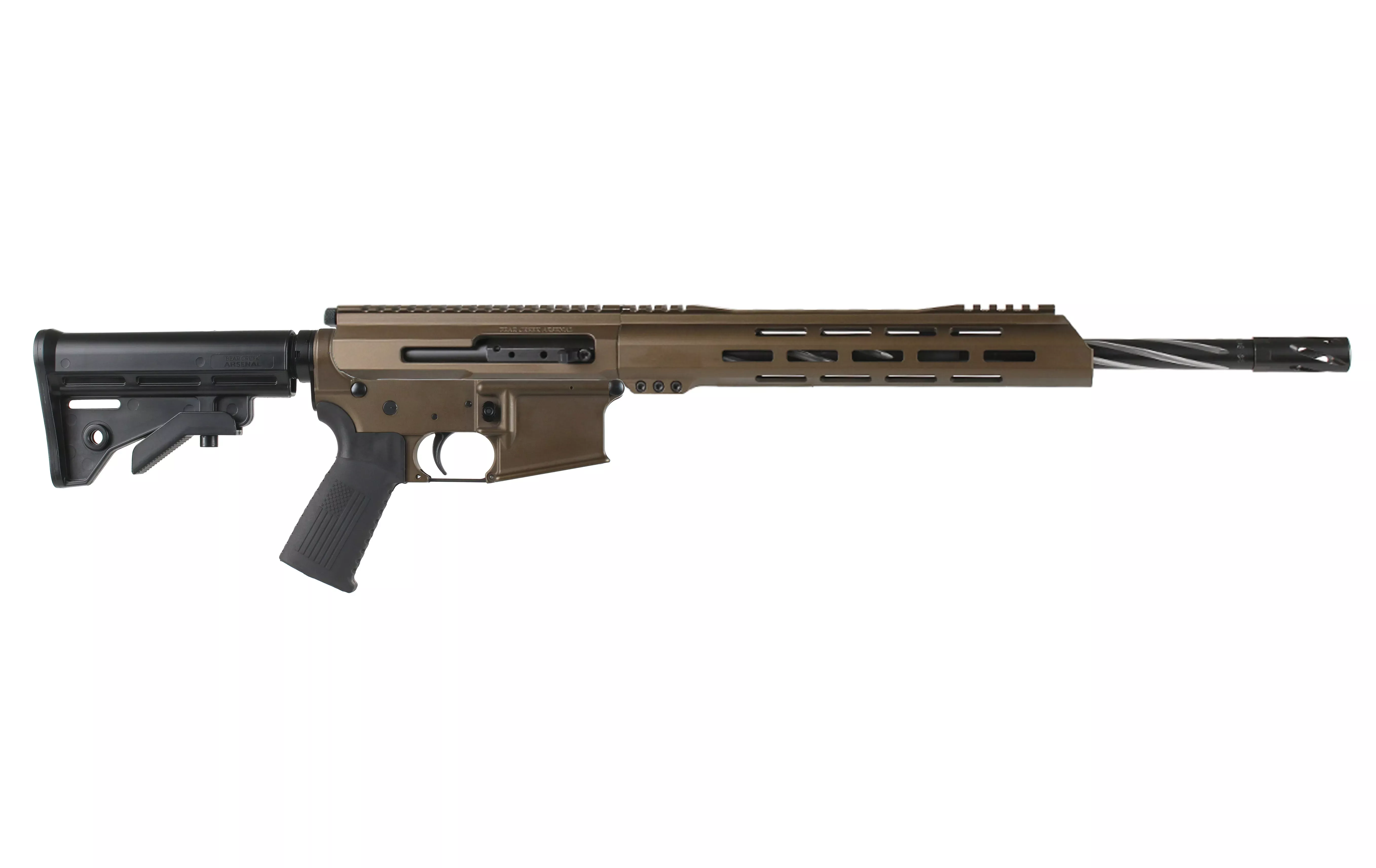 BC-15 | 5.56 NATO Midnight Bronze Cerakote Side Charging Rifle | 16" 416R SS Black Nitride Bear Claw Fluted Heavy Barrel | 1:8 Twist | Forged Lower | Carbine Length Gas System | MLOK Split Rail