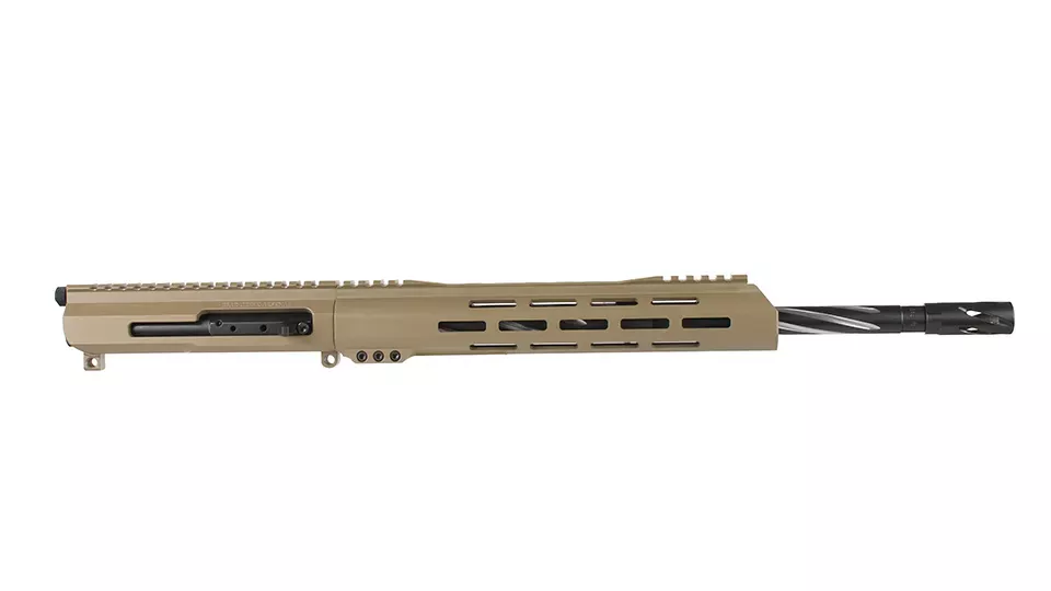 BC-15 | 5.56 NATO Right Side Charging FDE Cerakote Upper | 16" 416R SS Black Nitride Bear Claw Fluted Heavy Barrel | 1:8 Twist | Carbine Length Gas System | Talon 12" MLOK Split Rail | with BCG & Charging Handle