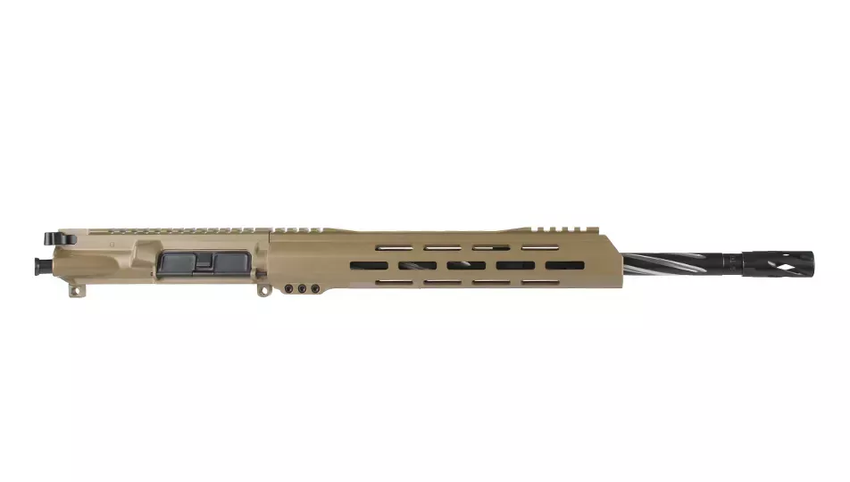 BC-15 | 5.56 NATOFlat Dark Earth Cerakote Forged Upper | 16" Stainless Heavy Barrel | 1:8 Twist | Bear Claw Flutes | Stainless 416RRifle Length Gas System | MLOK Split Rail