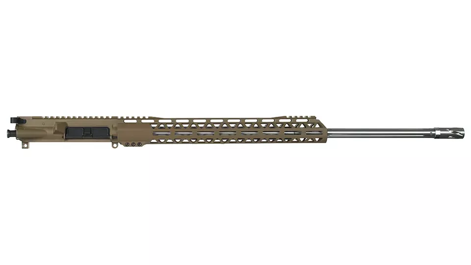 BC-15 | 5.56 NATOFlat Dark Earth Cerakote Forged Upper | 24" Stainless Heavy Barrel | 1:8 Twist | Straight Flutes | Stainless 416R Rifle Length Gas System | MLOK Split Rail