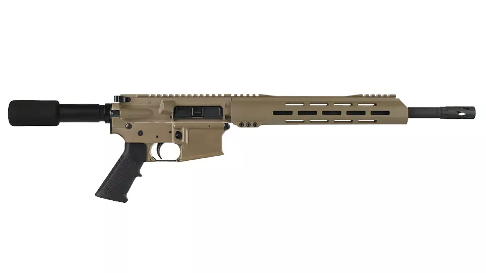 BC-15 | 5.56 NATOFlat Dark Earth Cerakote Pistol | 14.5" Parkerized Contour | 1:7 Twist | Forged Lower | Carbine Length Gas System | MLOK Split Rail