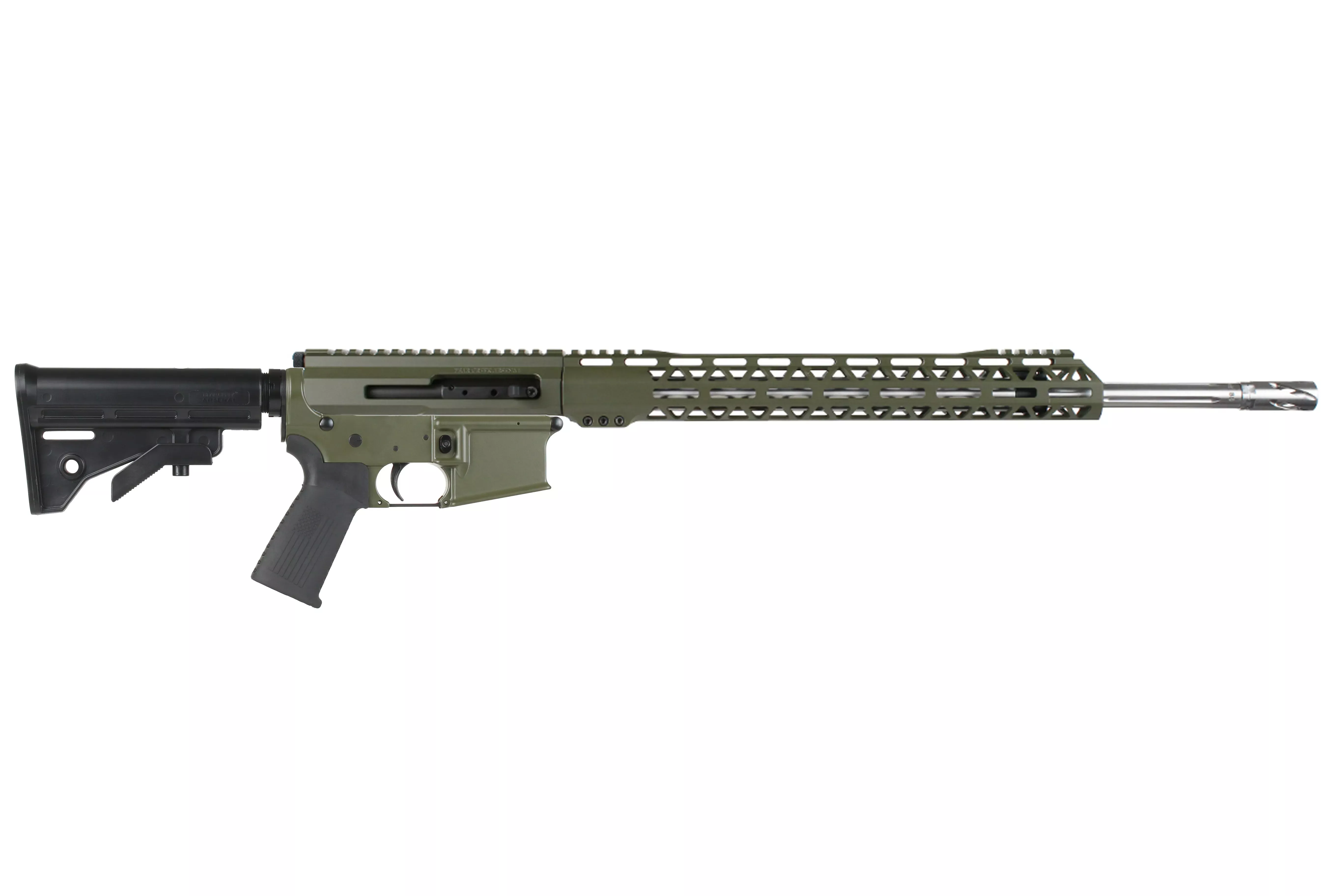 BC-15 | 6mm ARCOlive Drab Green Cerakote Side Charging Rifle | 20" Stainless Heavy Barrel- 0.75 | 1:8 Twist | Forged Lower | Straight Flutes | Stainless 416RRifle Length Gas System | MLOK Split Rail