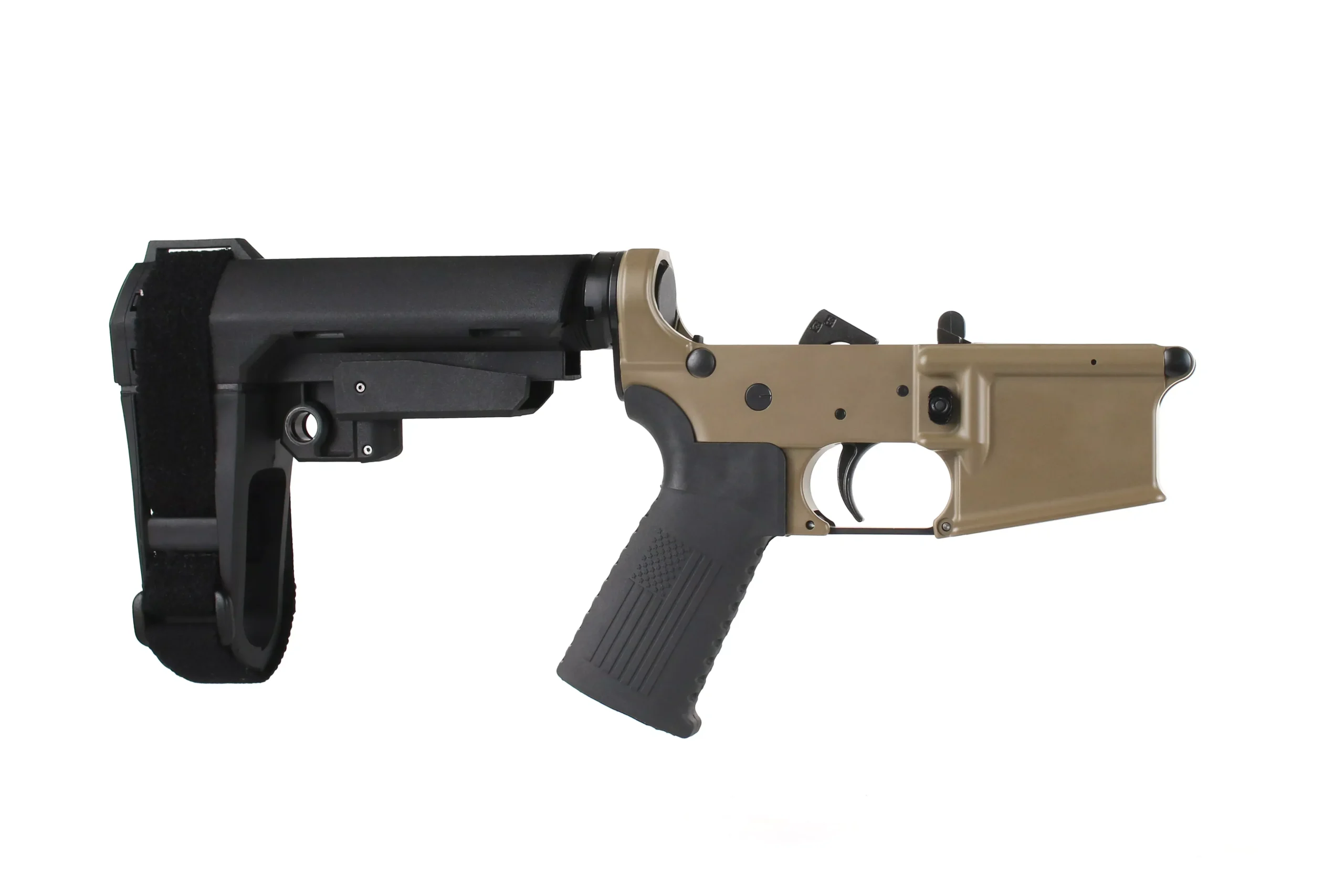 BC-15 | Multi-Caliber Complete Pistol Lower Assembly With Pistol Brace |Flat Dark Earth