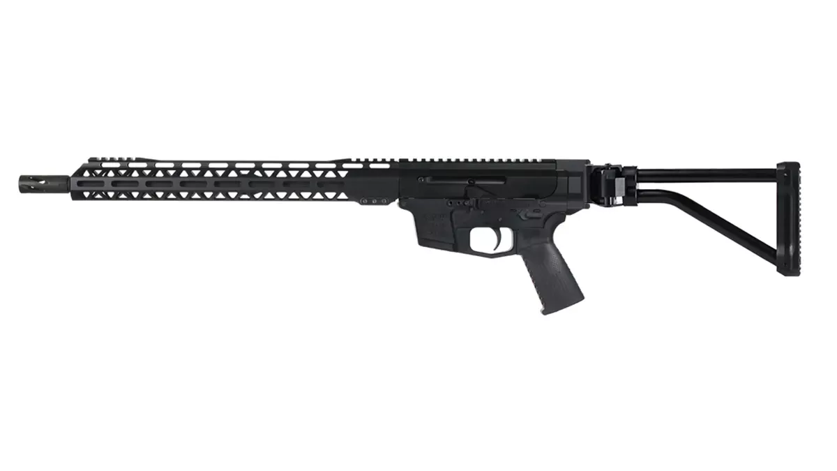 BC-9 | 9MM Left Side Charging Bufferless Rifle | 16" Parkerized M4 Barrel | 1:10 Twist | Blowback Gas System | Talon MLOK Split Rail | w/Folding Stock | No Magazine