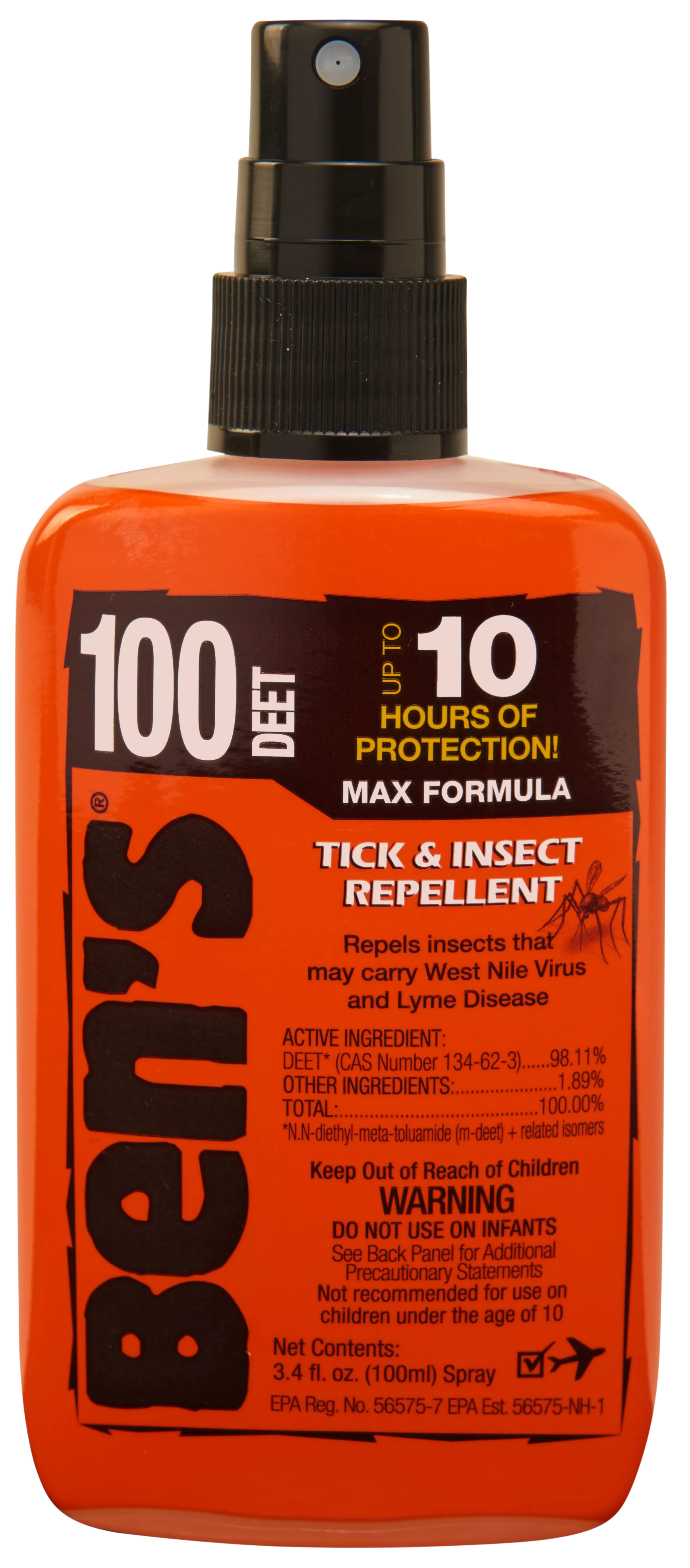 Ben's 00067080 100Odorless Scent 3.40oz Spray Repels Ticks & Biting Insects Effective Up to 10 hrs