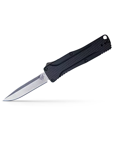 Benchmade 4850 Om OTF AUTO Knife - 2.475" S30V Satin Clip Point Blade, Black Aluminum Handles