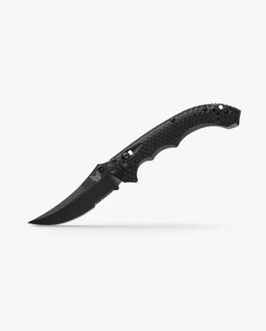 Benchmade 865SBK Mini Bedlam AXIS Folding Knife - 3.45" S90V Graphite Black Cerakote Scimitar Combo Blade, Black G10