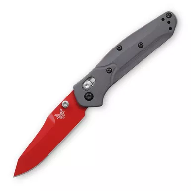 Benchmade SHOT Show 2024 Exclusive Mini Osborne Folding Knife - 2.92" CPM-S90V Red Plain Blade, Gray G10 Handles, AXIS/Crossbar Lock - 945RD-2401