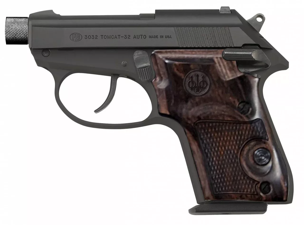Beretta USA J320125 3032 Tomcat 32 ACP 2.90 7+1 Black Bruniton Steel Slide Walnut Grip
