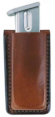 Bianchi 10739 Open Top Mag PouchSingle Tan Leather Belt Clip Compatible w/ 9mm/40 Belts 1.75" Wide